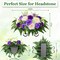 Headstone Flower Saddle with Realistic Peony & Rose - Purple Artificial Cemetery Flowers for Grave - UV Resistant Weatherproof Memorial Day Grave Decorations - Secure Fit Tombstone Arrangement